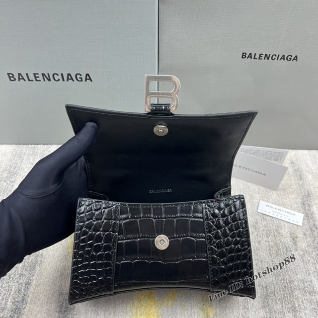 Balenciaga專櫃爆款新色xs號鱷魚紋Hourglass沙漏包 巴黎世家頂級原單手提肩背包 款號：8896 fyj1222